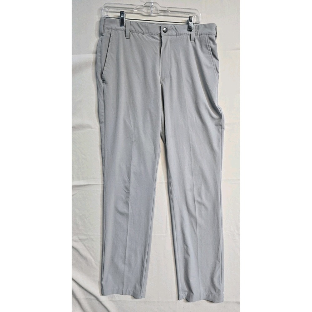 Adidas Golf Pants Men's 33x34 Performance Chino Stretch Flat Front Light Gray